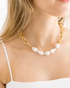 Baroque Pearl Chain Necklace