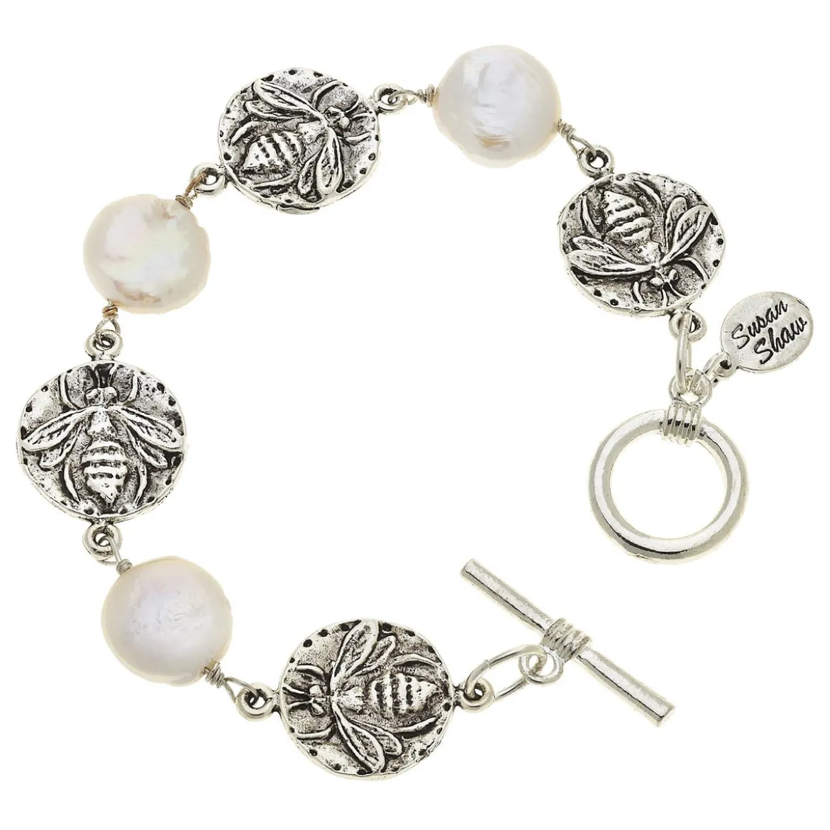 Bee + Coin Pearl Bracelet