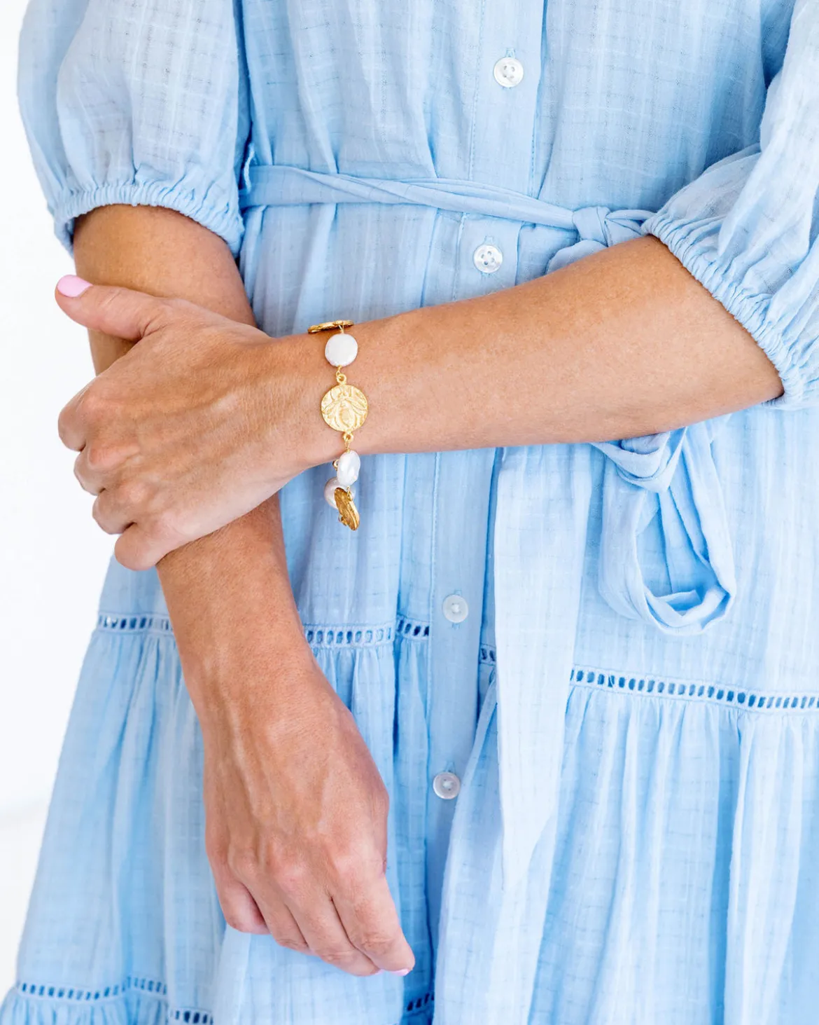 Bee + Coin Pearl Bracelet
