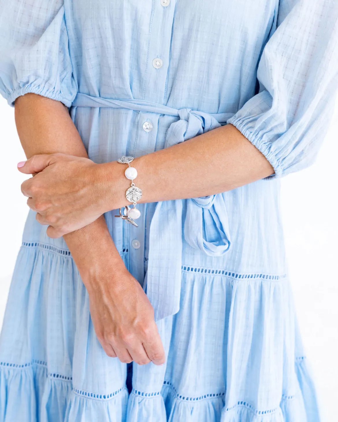 Bee + Coin Pearl Bracelet