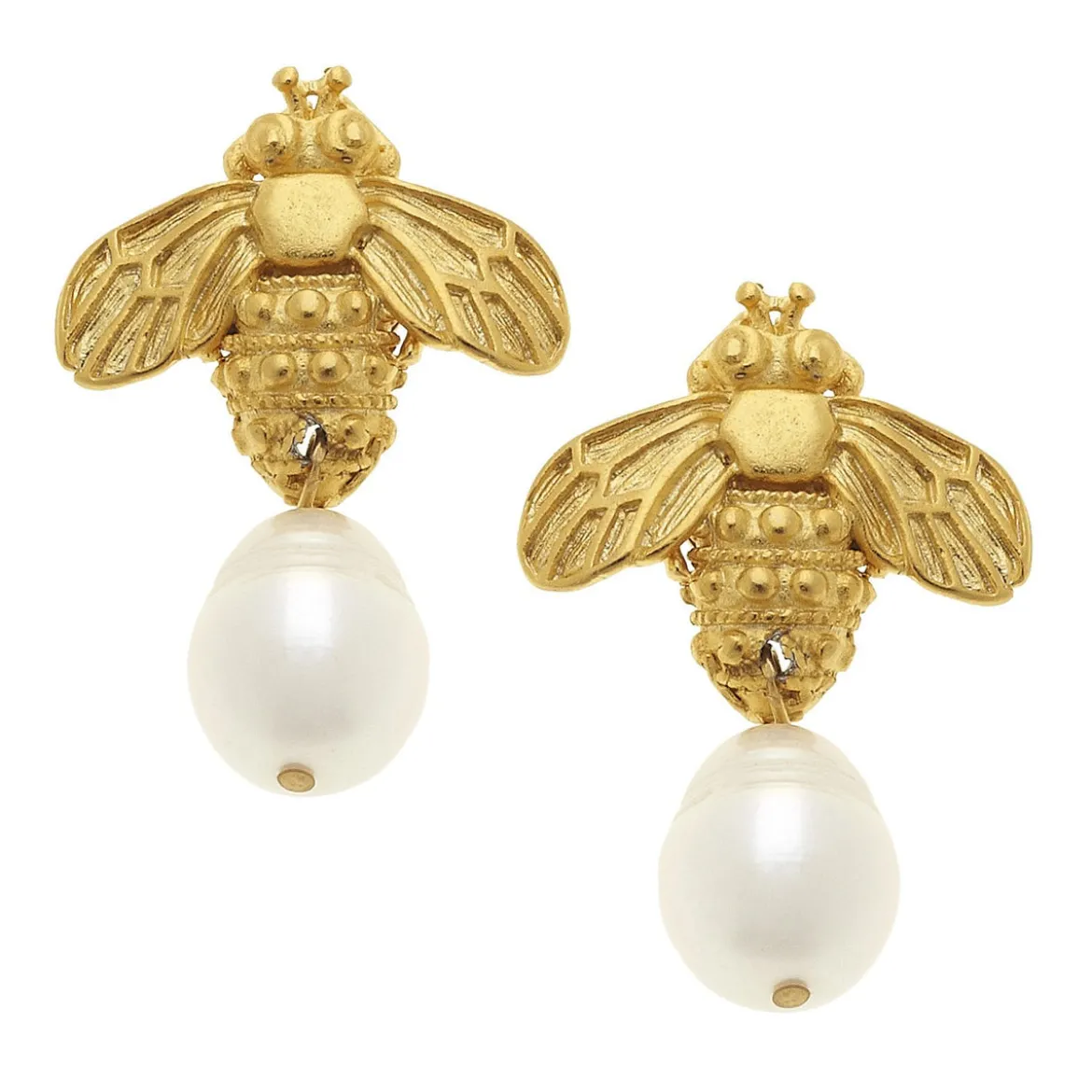 Bee + Pearl Drop Earrings