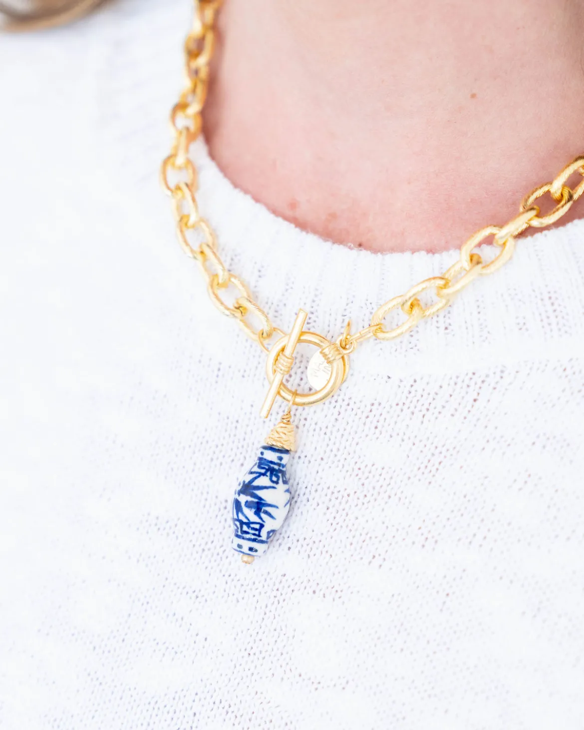 Blue & White Ginger Jar Toggle Necklace
