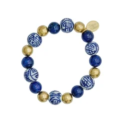 Blue & White Lapis Gold Bracelet