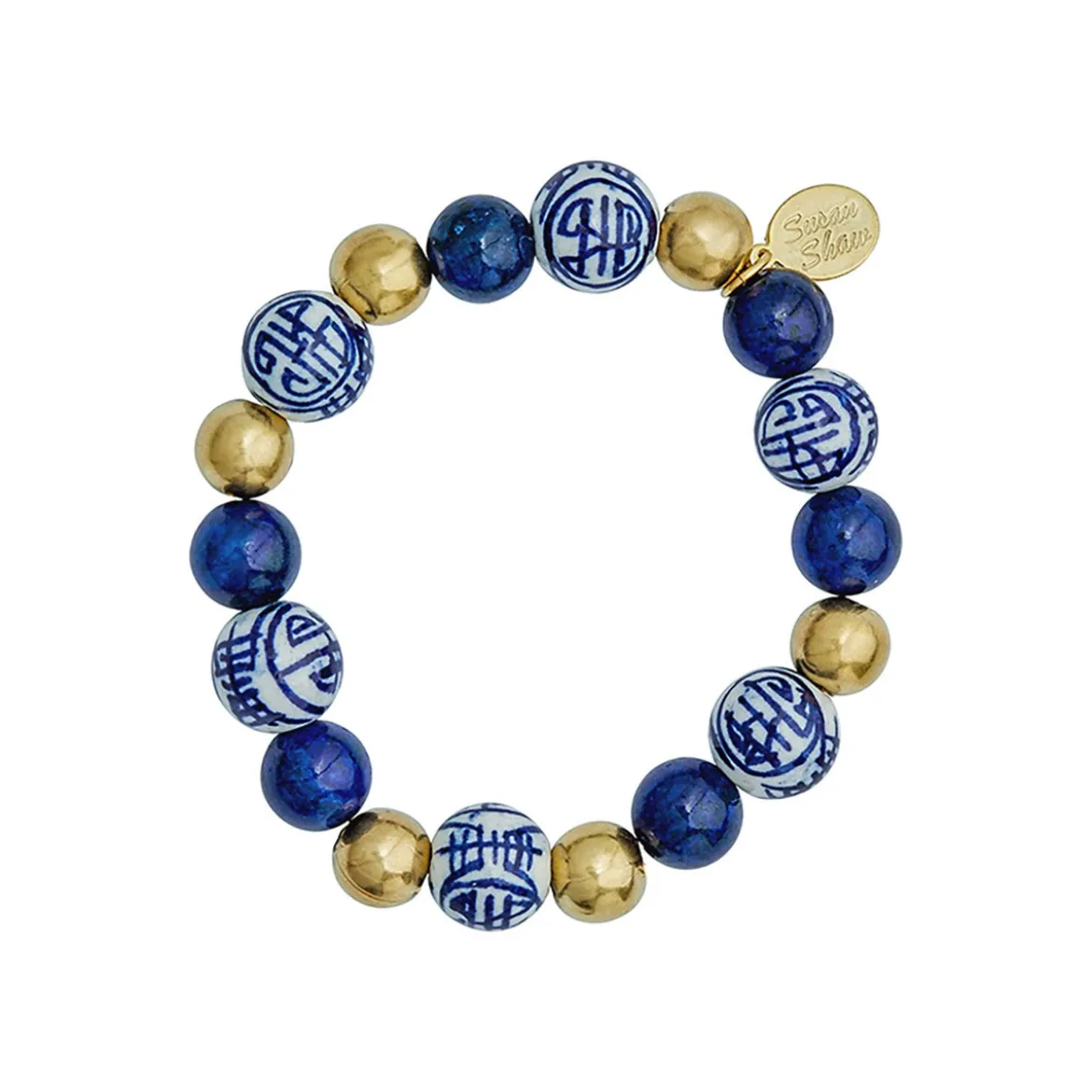 Blue & White Lapis Gold Bracelet