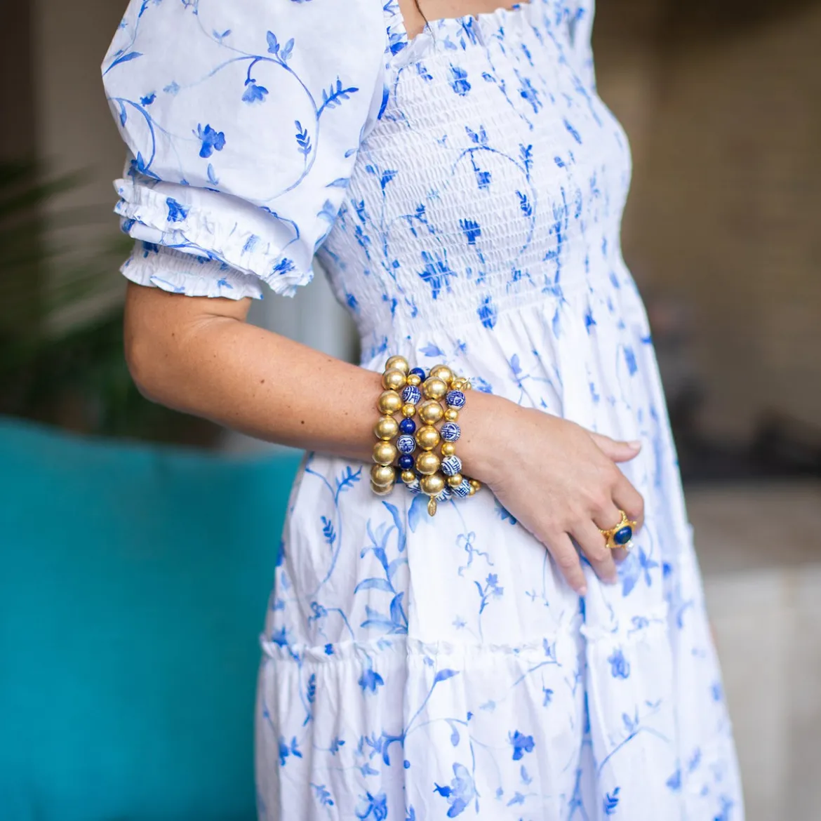 Blue & White Lapis Gold Bracelet