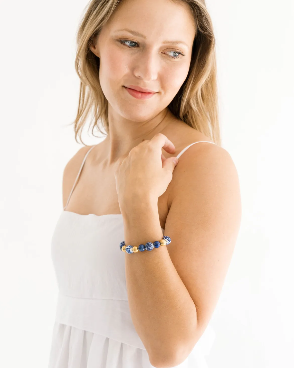 Blue & White Lapis Gold Bracelet