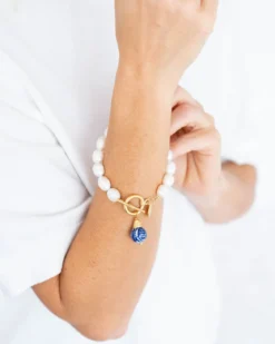 Blue & White Pearl Bracelet