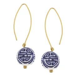 Blue & White Threader Earrings