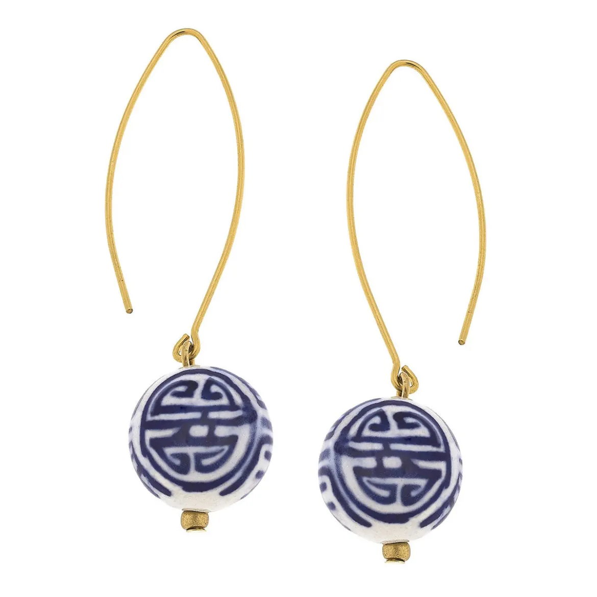 Blue & White Threader Earrings