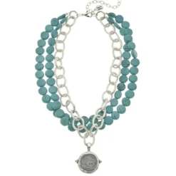 Buffalo Coin Multi-Strand Turquoise Necklace