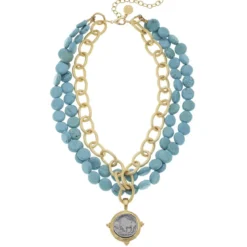 Buffalo Coin Multi-Strand Turquoise Necklace
