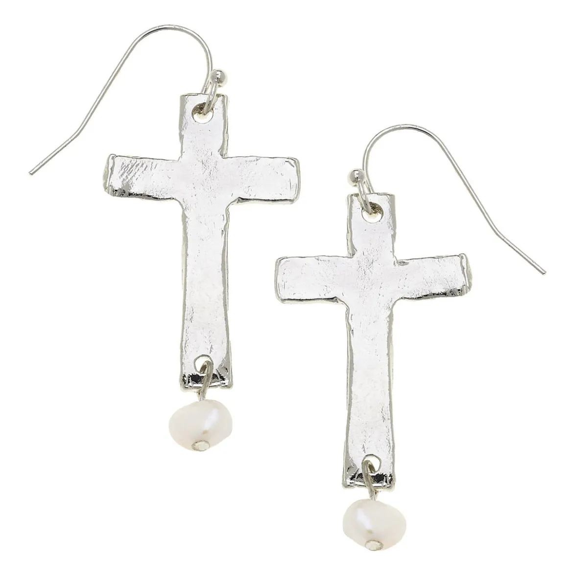 Cross + Pearl Drop Earrings