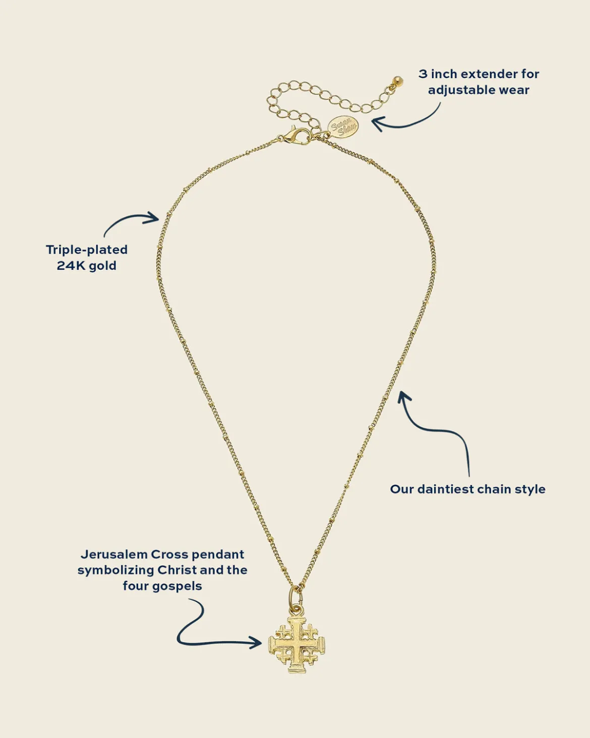Dainty Jerusalem Cross Necklace