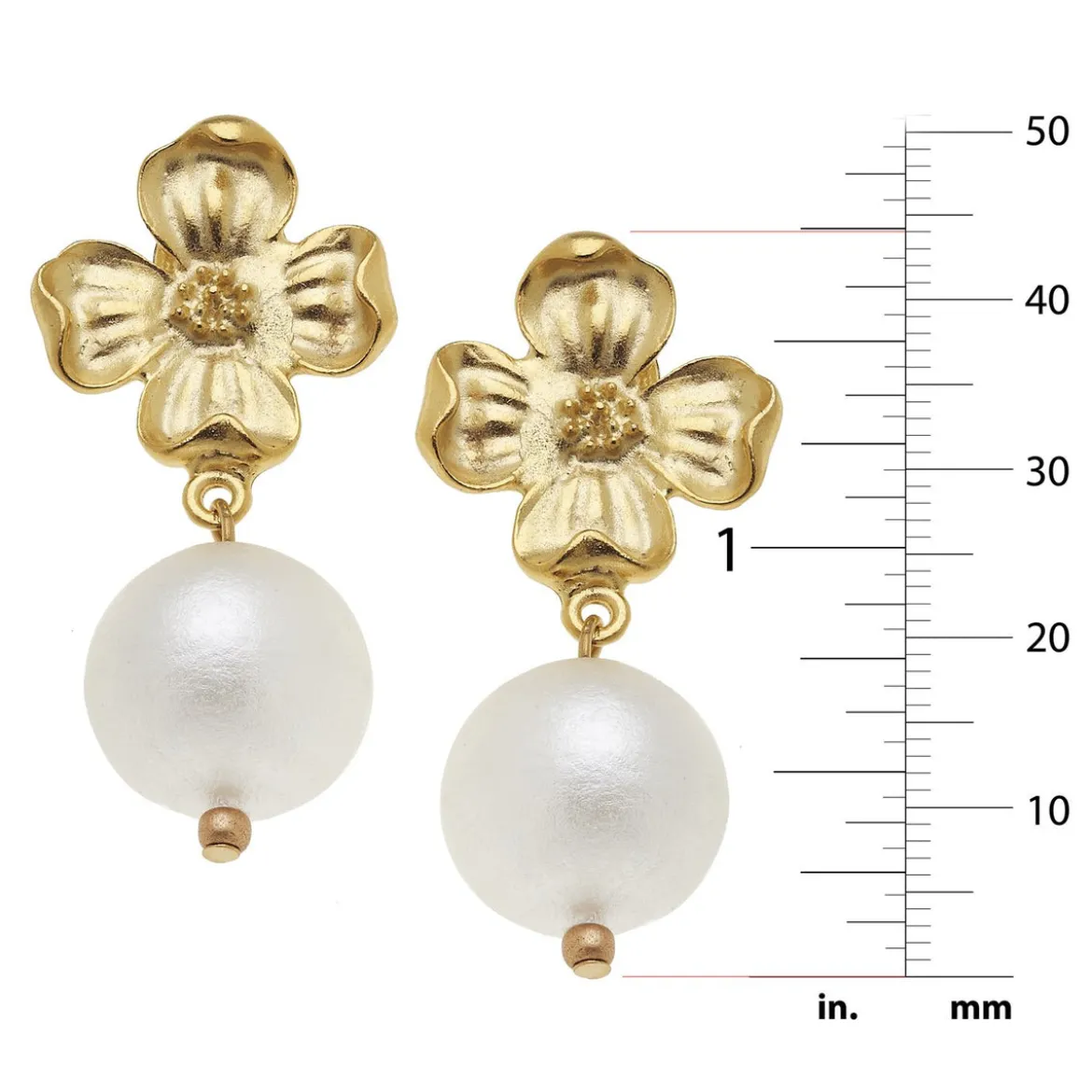 Dogwood Cotton Pearl Drop Earrings