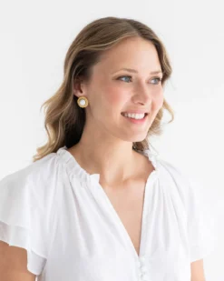 Dotted White Turquoise Studs