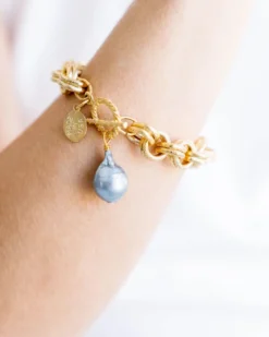 Double Link Grey Baroque Pearl Bracelet