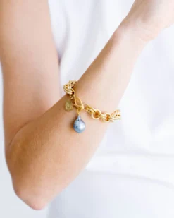 Double Link Grey Baroque Pearl Bracelet