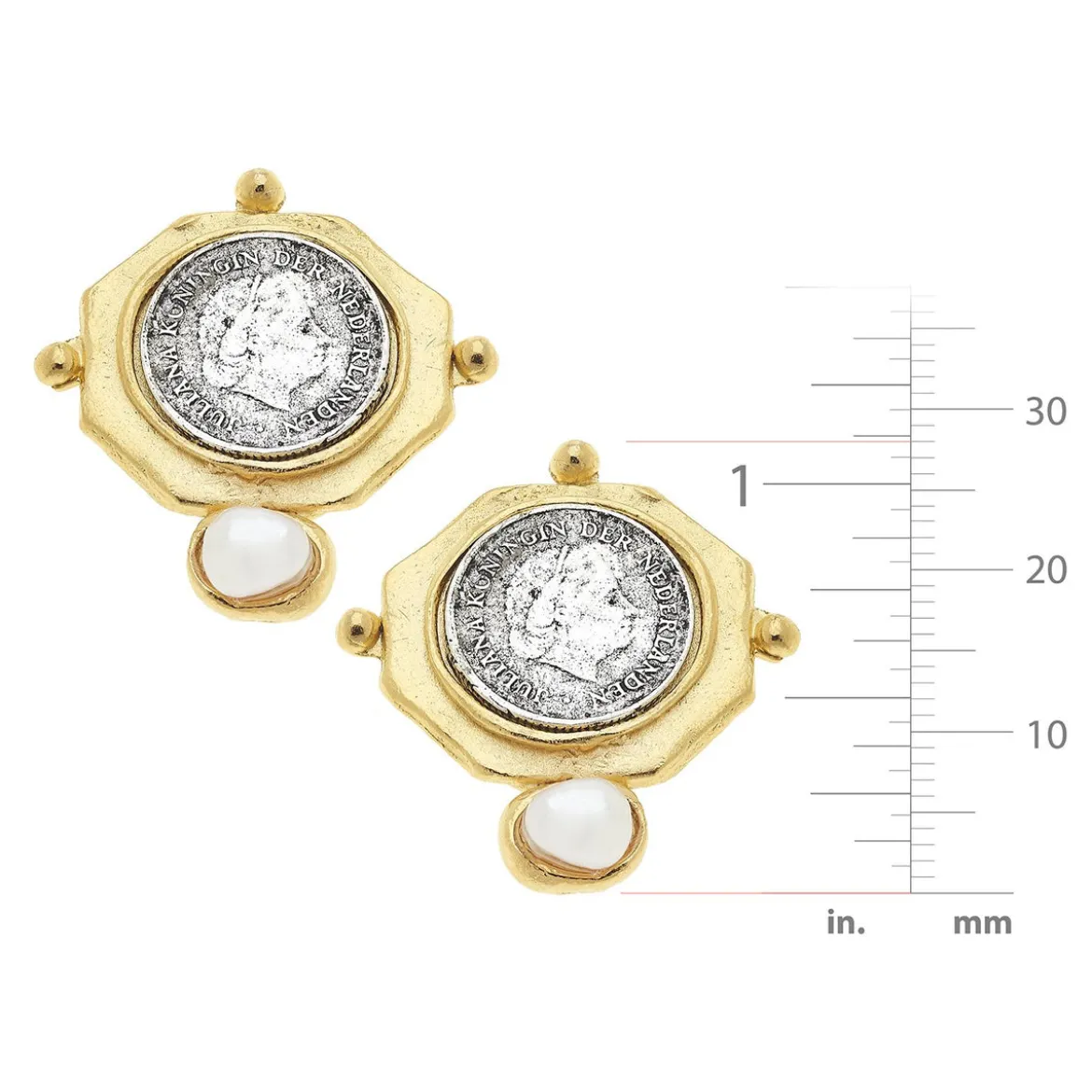 Dutch Coin and Pearl Studs