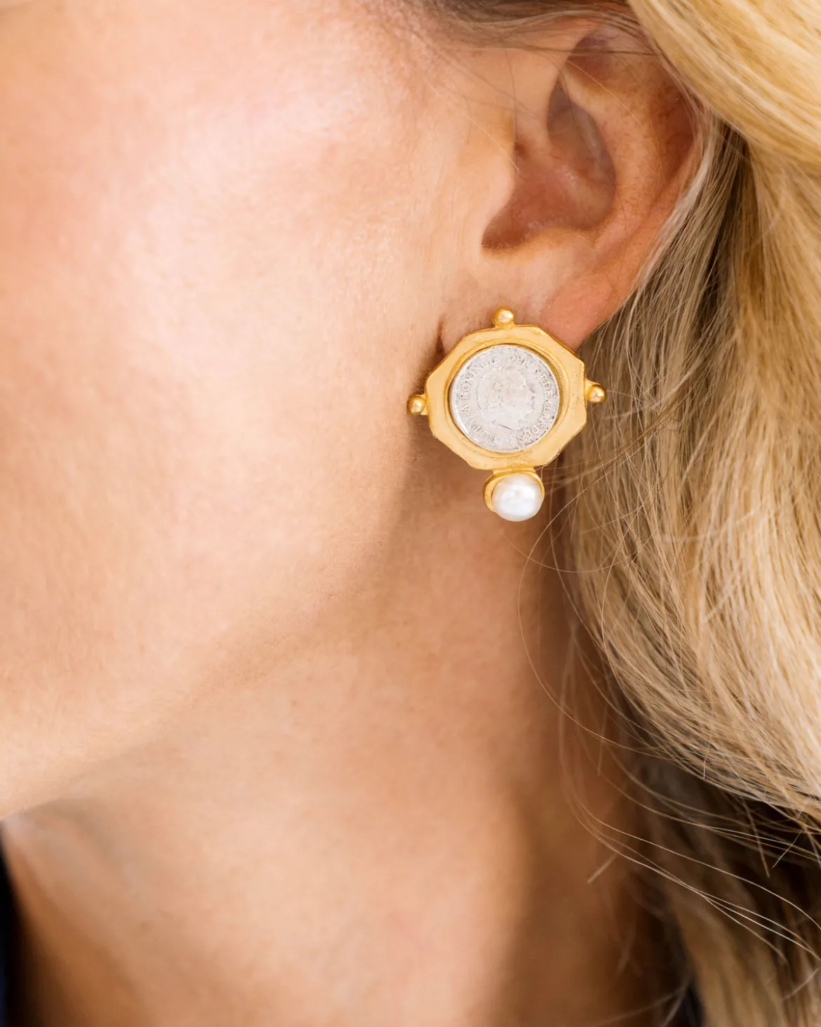 Dutch Coin and Pearl Studs