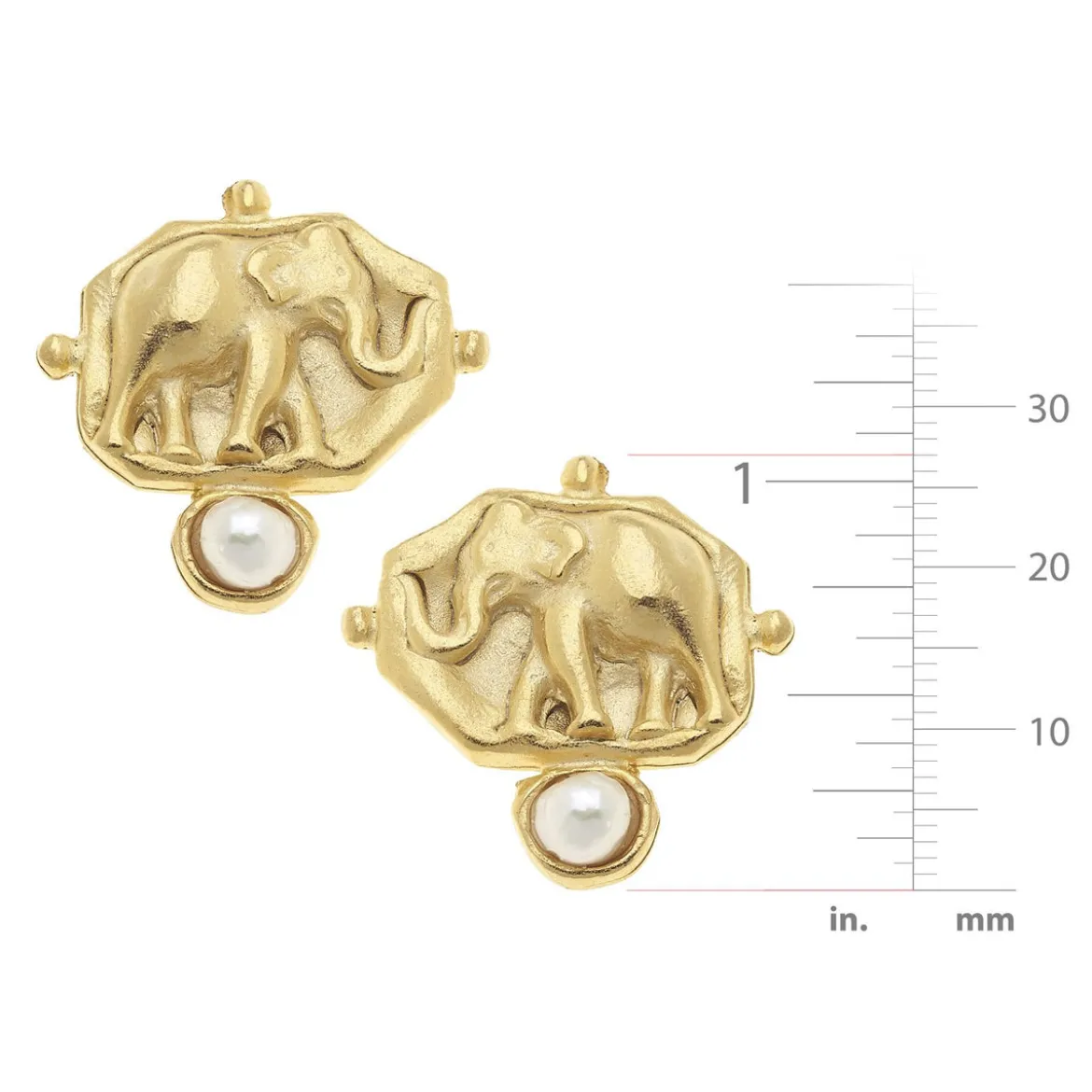 Elephant Intaglio Pearl Studs