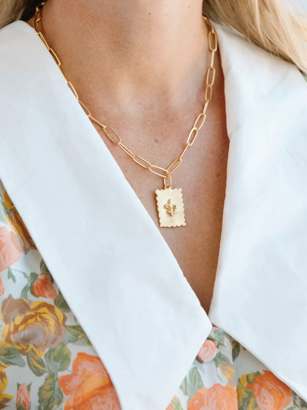 Fleur de Lis Stamp Necklace
