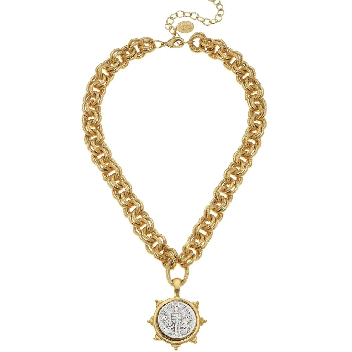 Florence Mixed Metal Italia Coin Necklace