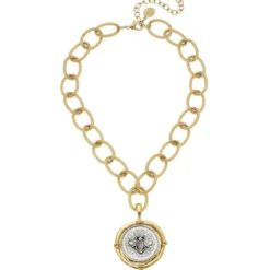French Bee Coin Necklace
