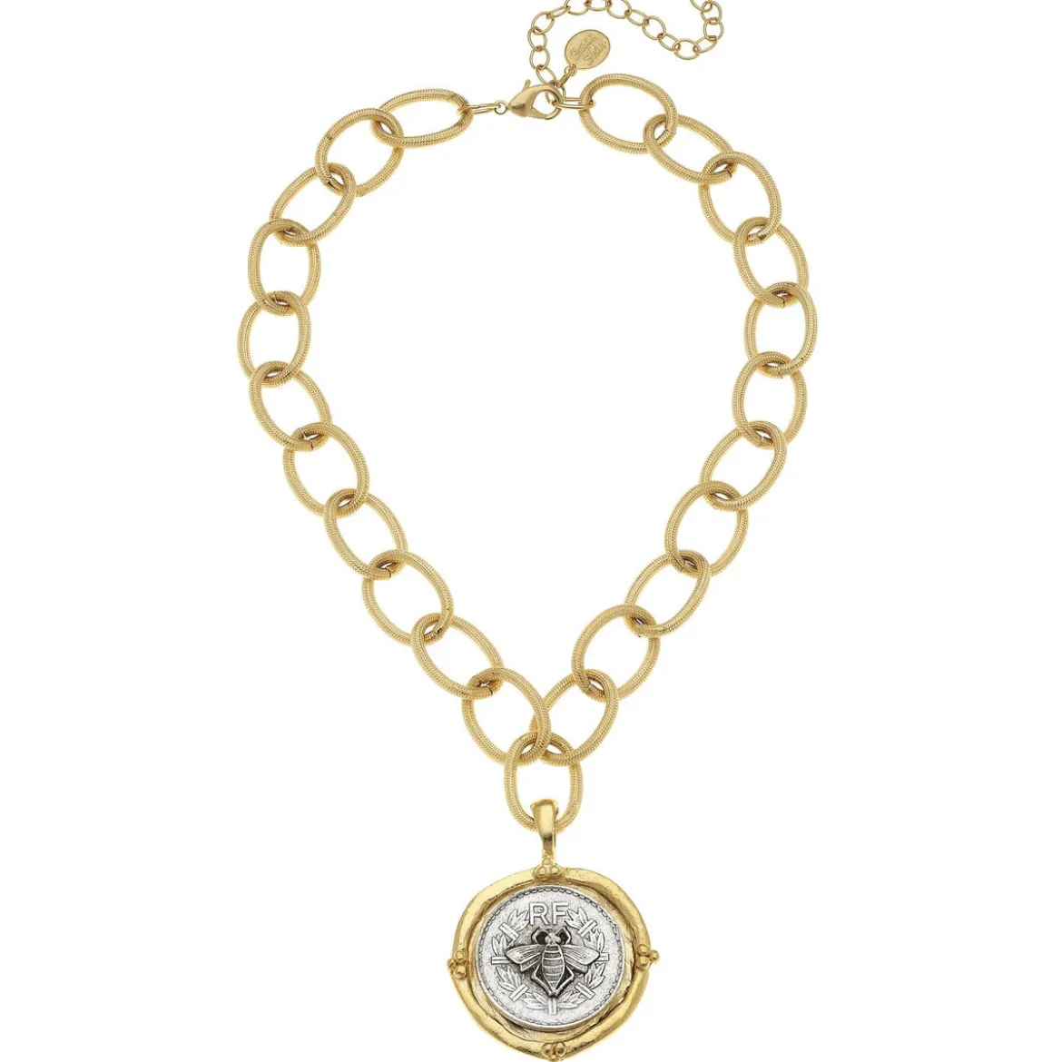 French Bee Coin Necklace