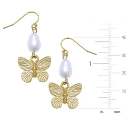 Gold Butterfly + Pearl Tier Earrings