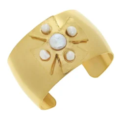 Gold + Pearl Maltese Cross cuff