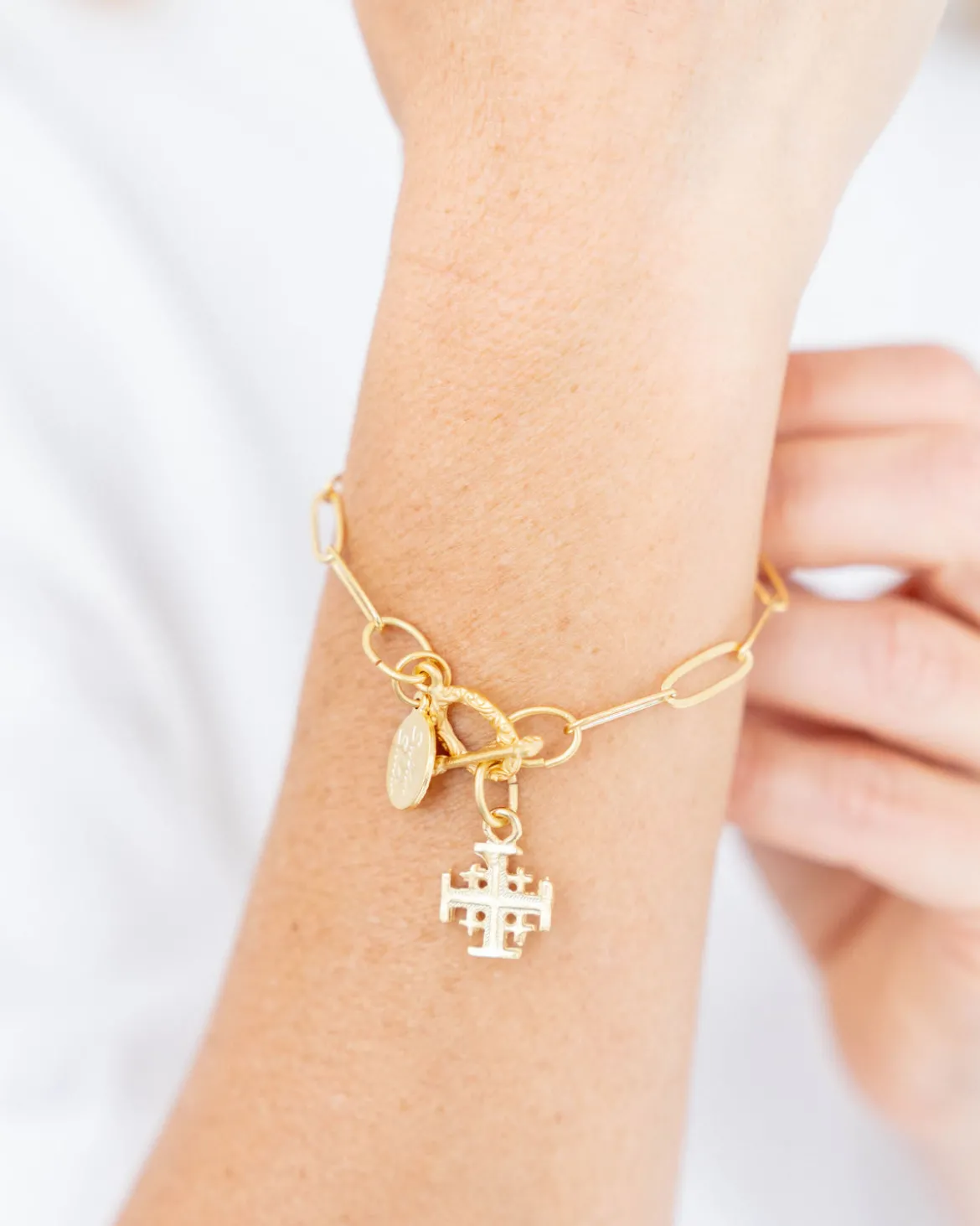 Jerusalem Cross Paperclip Bracelet