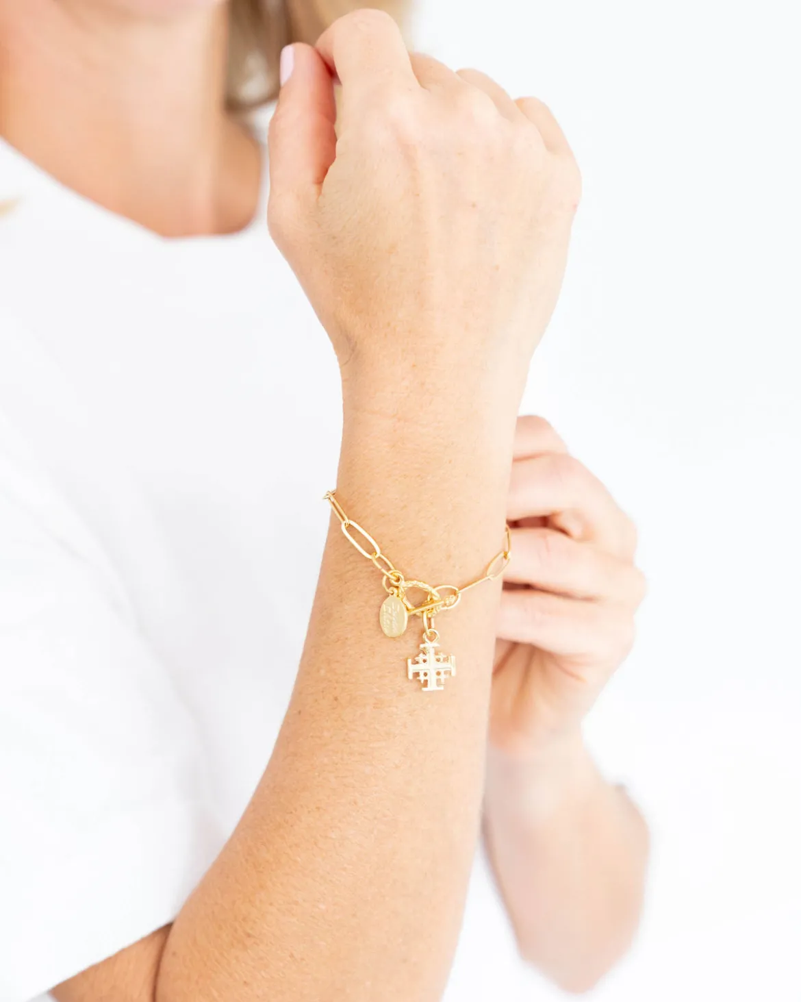 Jerusalem Cross Paperclip Bracelet