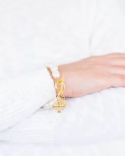Jerusalem Cross Pearl Bracelet
