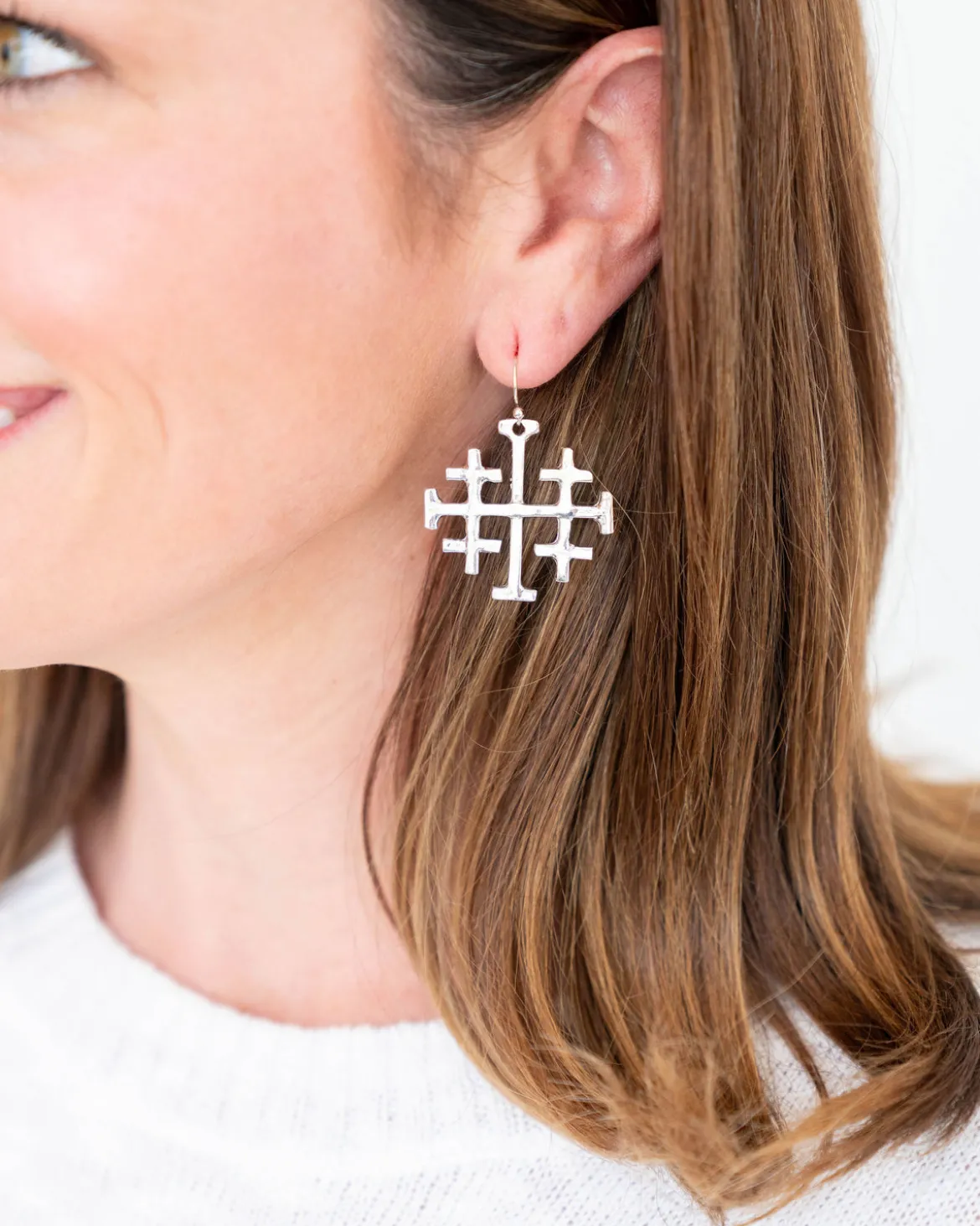 Large Jerusalem Cross Earrings