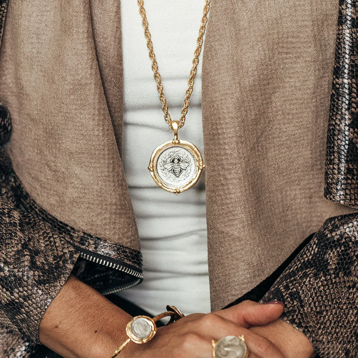Long Coin Pendant Necklace