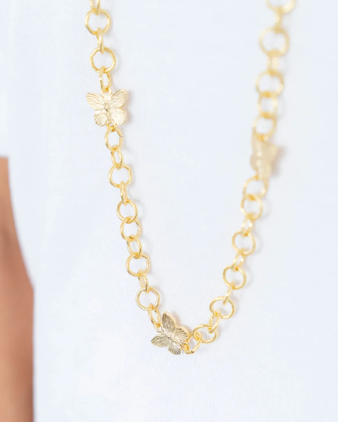 Long Linked Butterfly Chain Necklace