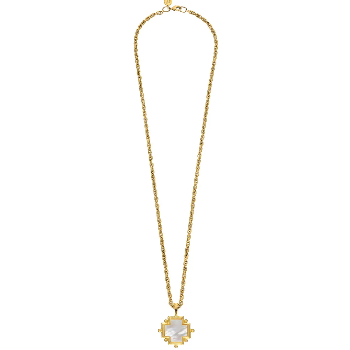 Long Mother of Pearl Cross Necklace