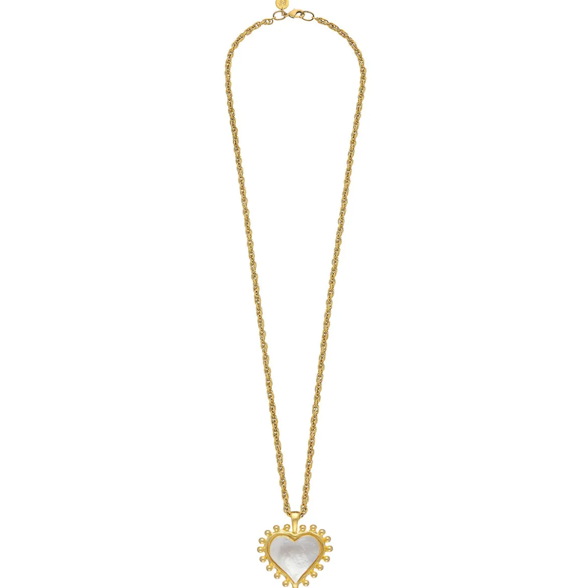 Long Mother of Pearl Heart Necklace