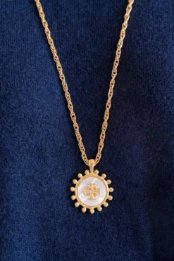 Long Mother of Pearl Jerusalem Cross Necklace