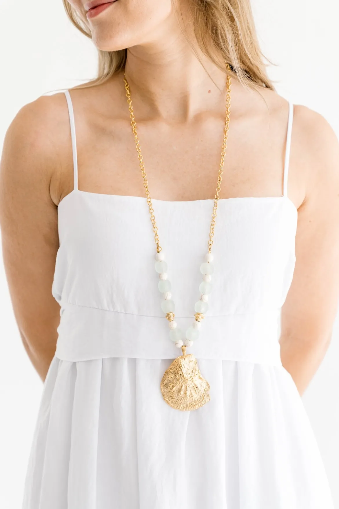 Long Oyster and Pearl Necklace