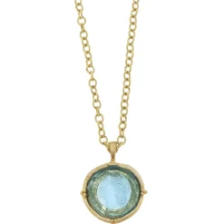 Long Venetian Glass Coin Intaglio Necklace