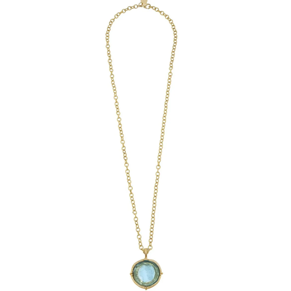 Long Venetian Glass Coin Intaglio Necklace