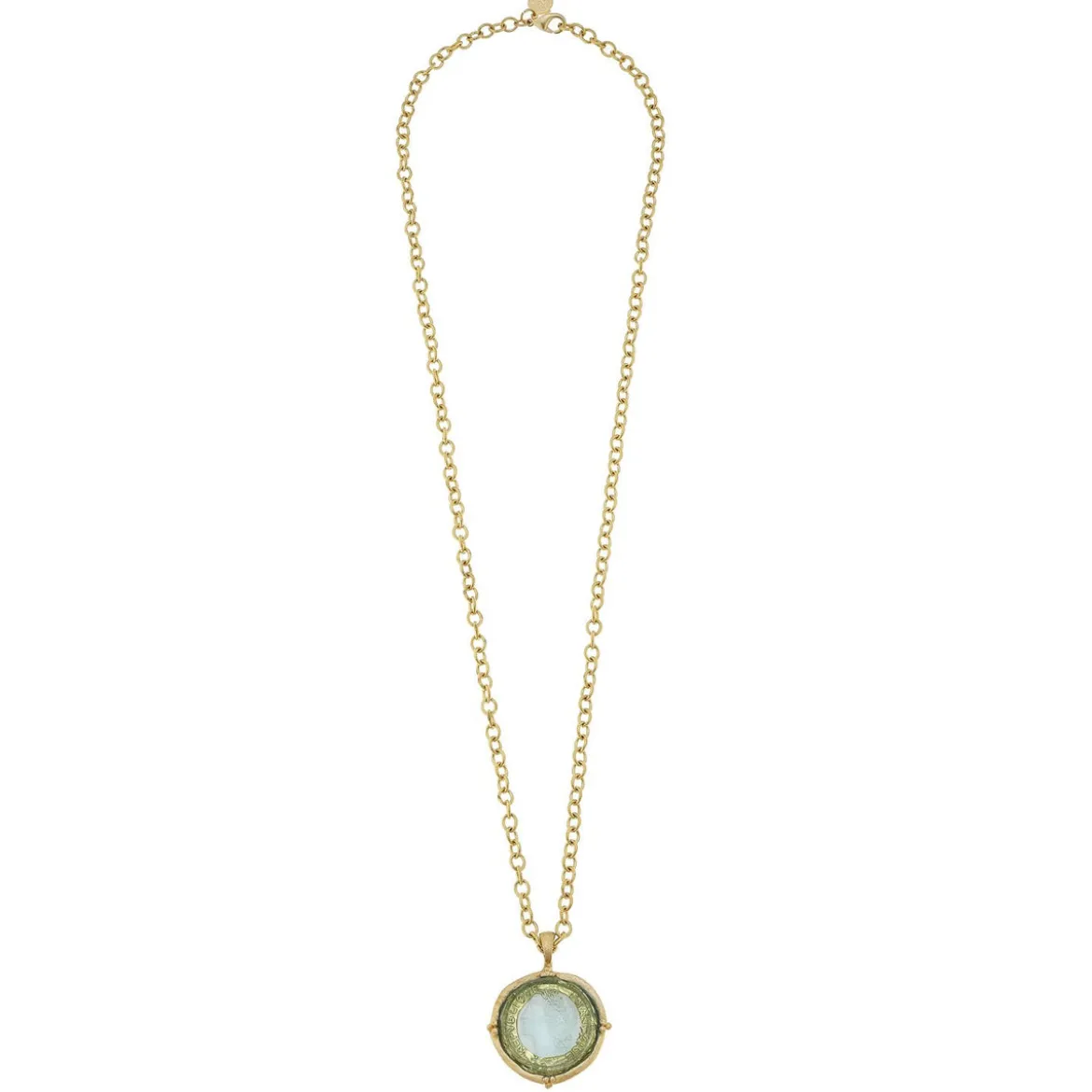 Long Venetian Glass Coin Intaglio Necklace