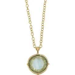 Long Venetian Glass Coin Intaglio Necklace