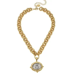Mixed Metal Bee Intaligo Necklace