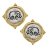 Mixed Metal Elephant Intaglio Studs