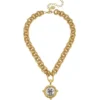 Mixed Metal Fleur-De-Lis Intaglio Necklace