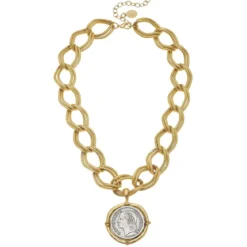 Mixed Metal Franc Chain Necklace