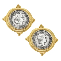 Mixed Metal French Franc Coin Studs