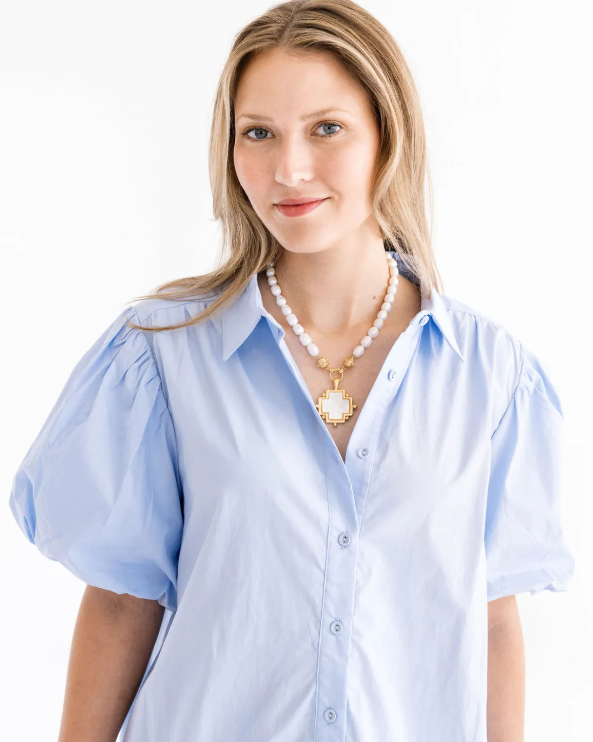 Mother of Pearl Cross Pearl Necklace